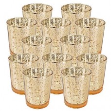 Just Artifacts Mercury Glass Votive Candle Holder 2.75"H (12pcs, Speckled Marsala) -Mercury Glass Votive Tealight Candle Holders for Weddings, Parties and Home Décor   570341934